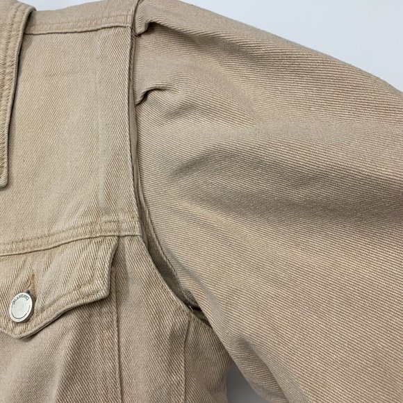 Blank NYC Denim Jacket Rose Dust Beige Button Down Crop - Picture 6 of 13